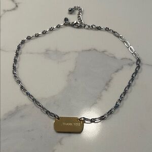 Lenox Silver Necklace with Gold 'Thank You' Pendant